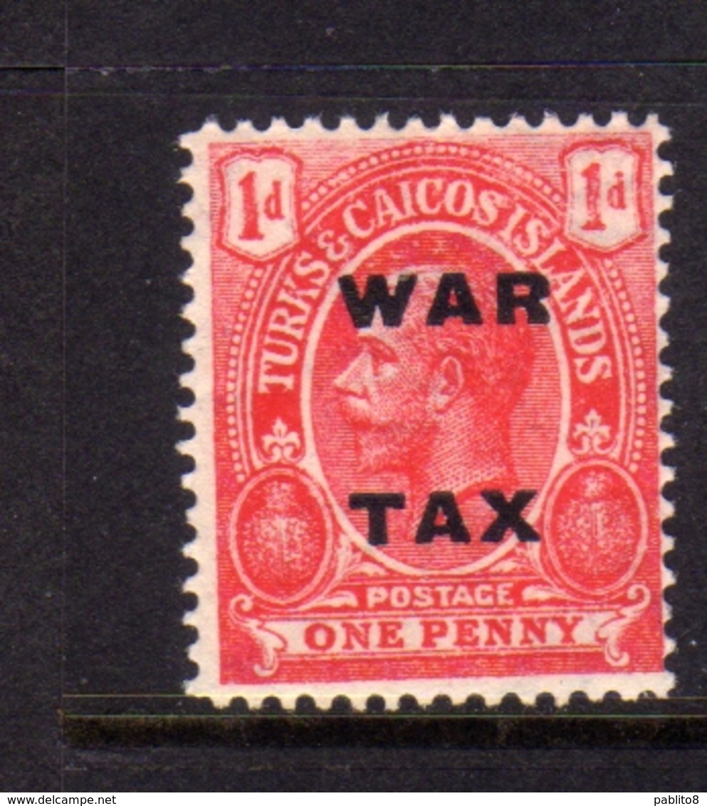 TURKS AND CAICOS 1918 WAR TAX STAMPS KING GEORGE V RE GIORGIO 1p MNH - Turks E Caicos