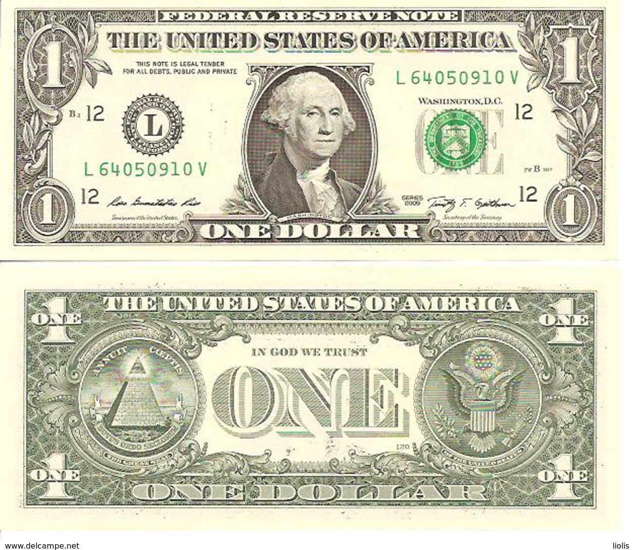 USA  1 Dollar  L  2009  UNC - Federal Reserve Notes (1928-...)