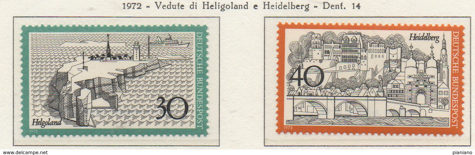 PIA - GERMANIA  - 1972  : Turismo - Vedute Di Heligoland E Heidelberg - (Yv 596-97) - Altri & Non Classificati