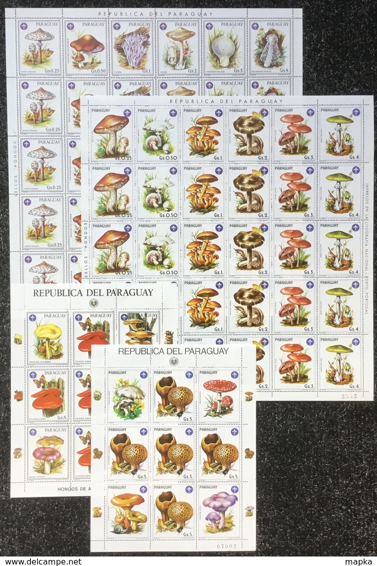 T1176 1986 PARAGUAY FLORA MUSHROOMS !!! MICHEL 175 € 2BIG SH FOLDED IN 2+2KB MNH - Champignons