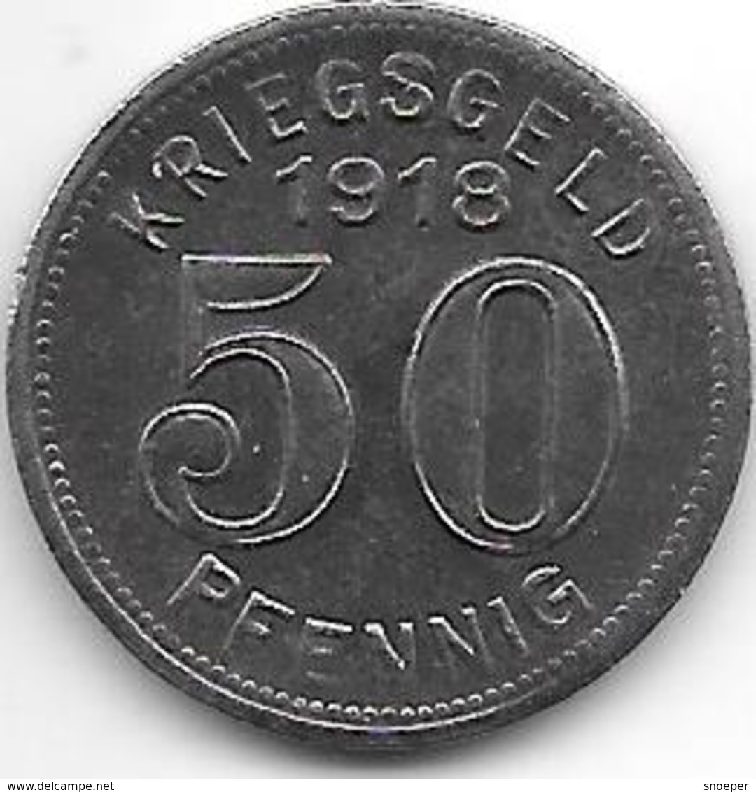 Notgeld Elberfeld 50 Pfennig 1918 Fe  3605.7 / F 111.6A/b - Otros & Sin Clasificación
