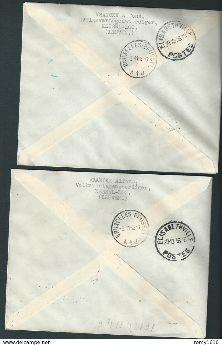 Congo Belge. Lot De 6 Enveloppes. Circulé En 1936. Voir Scans Recto/verso. - Oblitérés