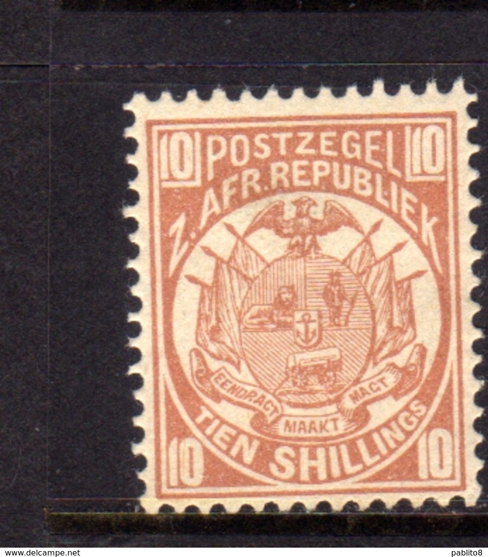 TRANSVAAL Zuidafrikaansche Republiek 1885 1893 COAT OF ARMS STEMMA ARMOIRIES SHILLING 10sh MNH - Transvaal (1870-1909)