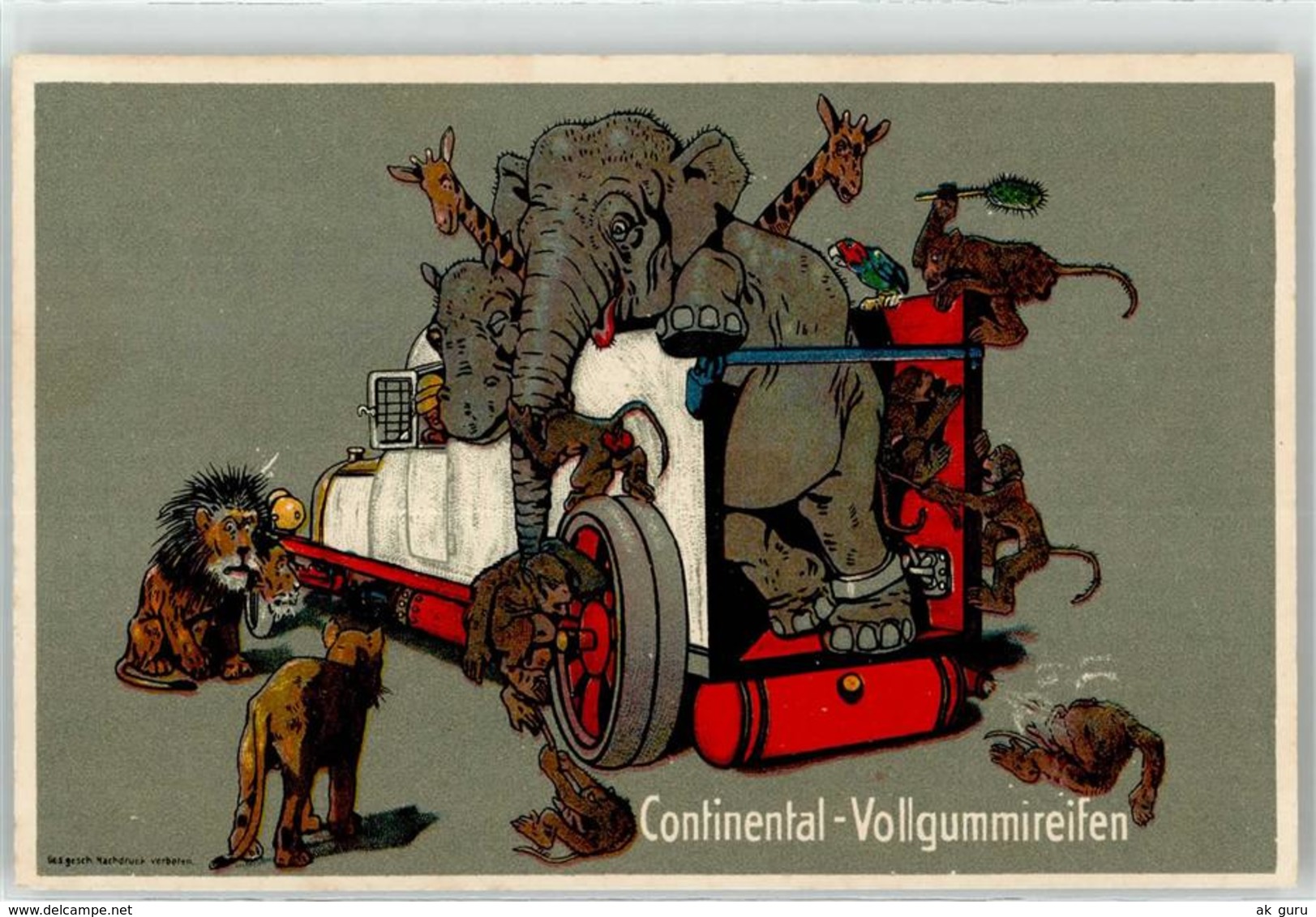 52824502 - Werbung Continental-Vollgummireifen Elefant Loewe Humor - Autres & Non Classés