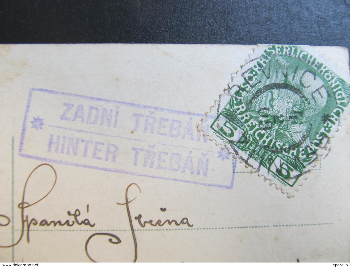 KARTE Revnice Zadni Treban Hinter Treban Postablage 1909 // D*39167 - Briefe U. Dokumente