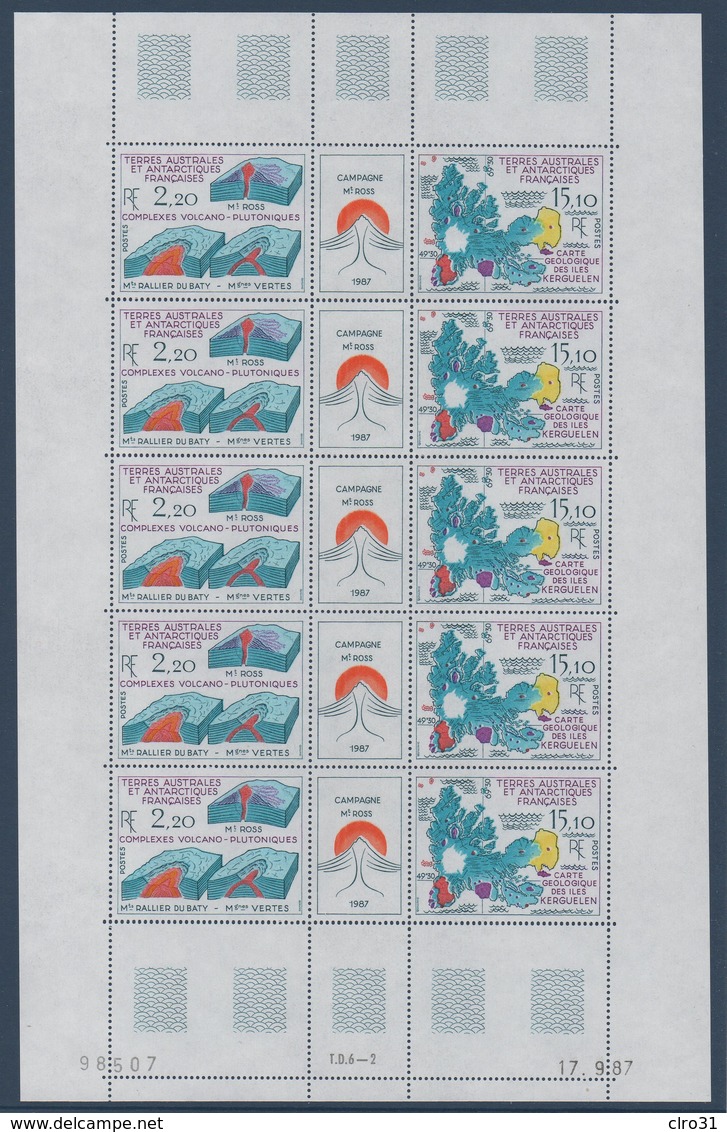 TAAF 1988  Géologie En Antarctique :  Feuille Complète Avec Coin Daté Du Triptyque N°YT 139A ** MNH - Ungebraucht