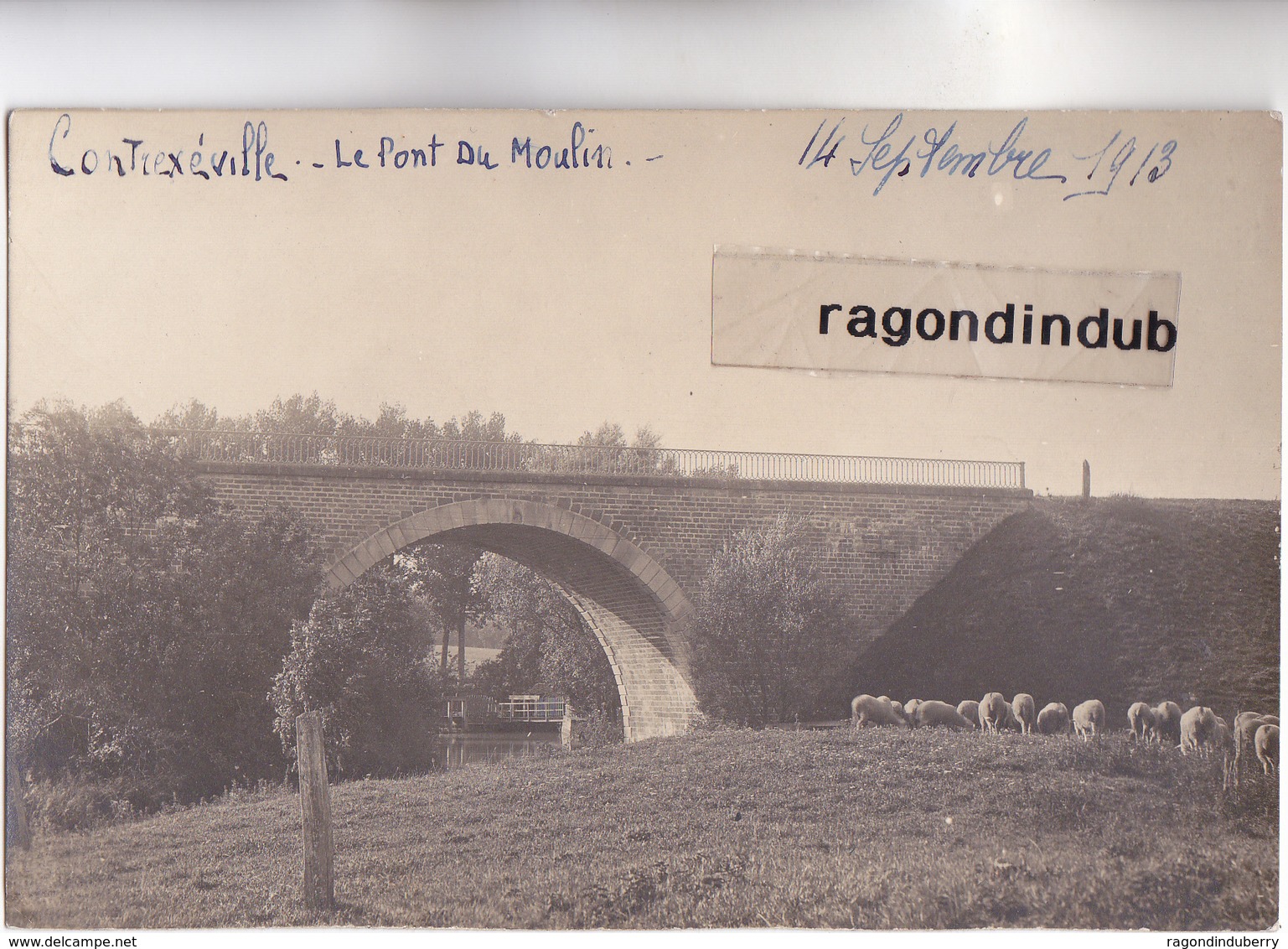 CPA PHOTO - 88 - CONTREXEVILLE (Vosges) - LE Pont Du Moulin En Septembre 1913 Avec Troupeu De Moutons - CARTE RARE - - Contrexeville