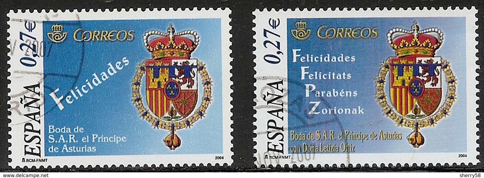 2004- ED. 4083 Y 84 -SERIE COMPLETA -BODA DE S.A.R.EL PRÍNCIPE DE ASTURIAS CON Dª LETIZIA-USADO - Usados