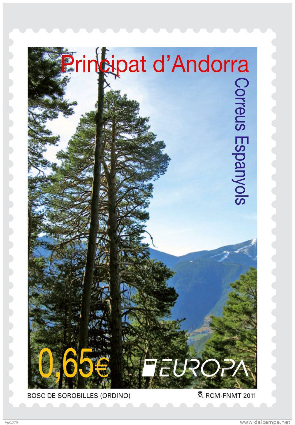 ANDORRA ESPAÑOLA 2011 - EUROPA - BOSQUES - 1 SELLO - Nuevos