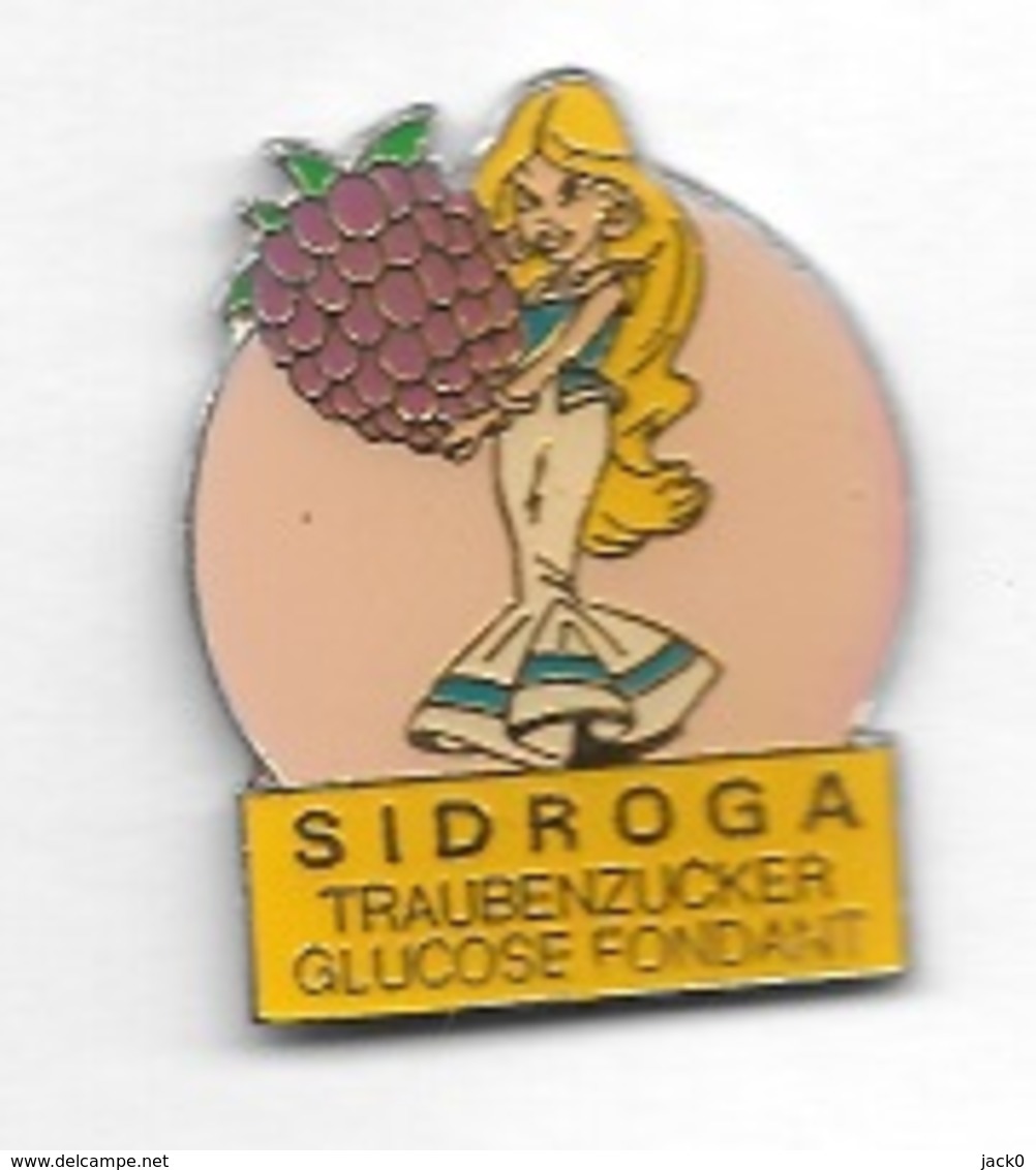 Pin's  SUISSE, Personnage Cinéma, BD  FALBALA ? Sur  Publicité  Alimentaire ( Fraise )  Marque SIDROGA  Voir Description - Stripverhalen