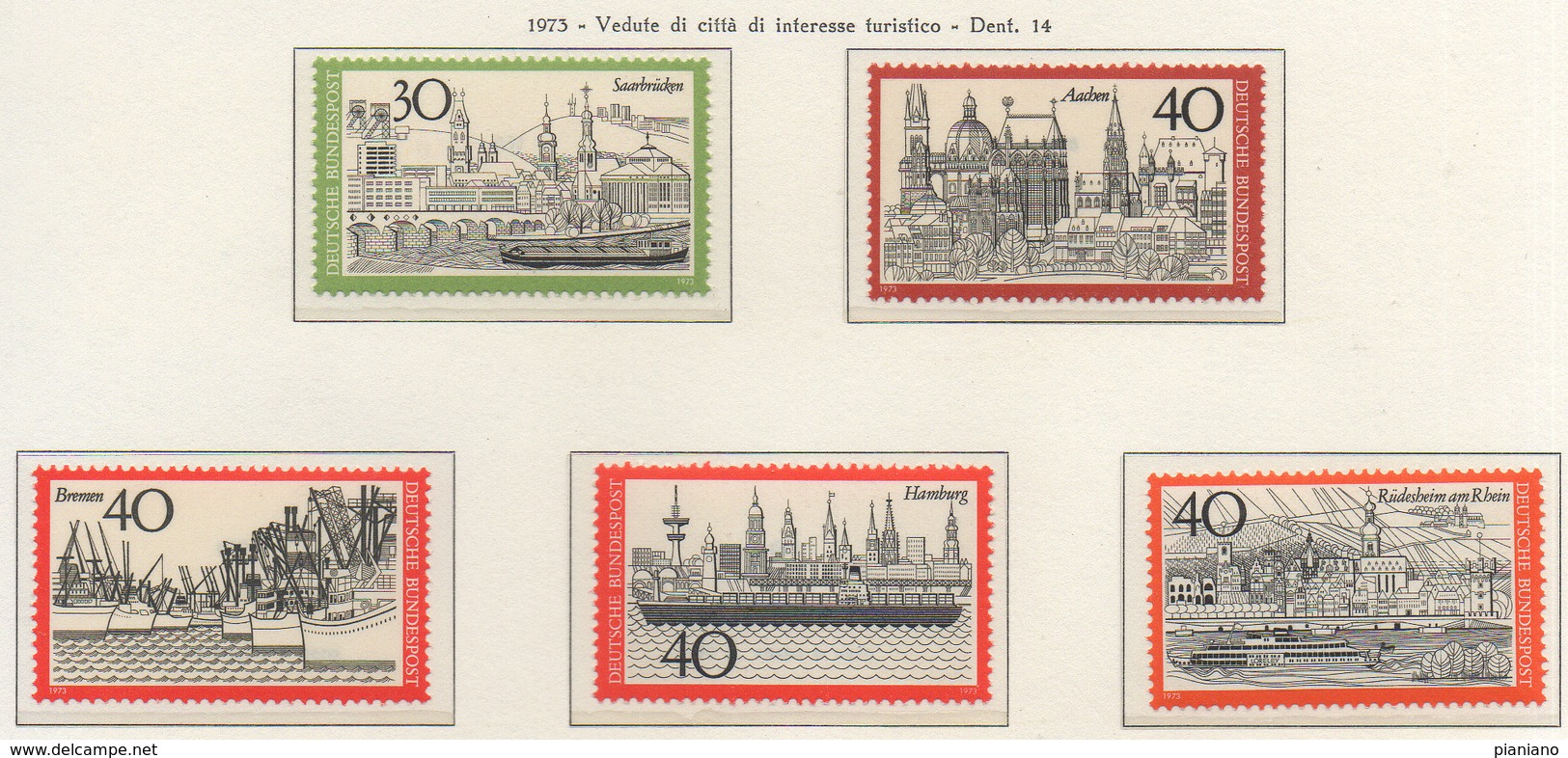 PIA - GERMANIA  - 1973  : Turismo - Vedute Di Città Di Interesse Turistico - (Yv 611-12 + 636-38) - Altri & Non Classificati