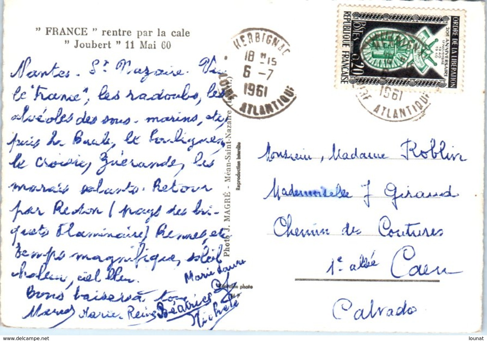 44 HERBIGNAC - Le "France " Rentre Par La Cale "Joubert" 11 Mai 60 - Paquebot - - Herbignac