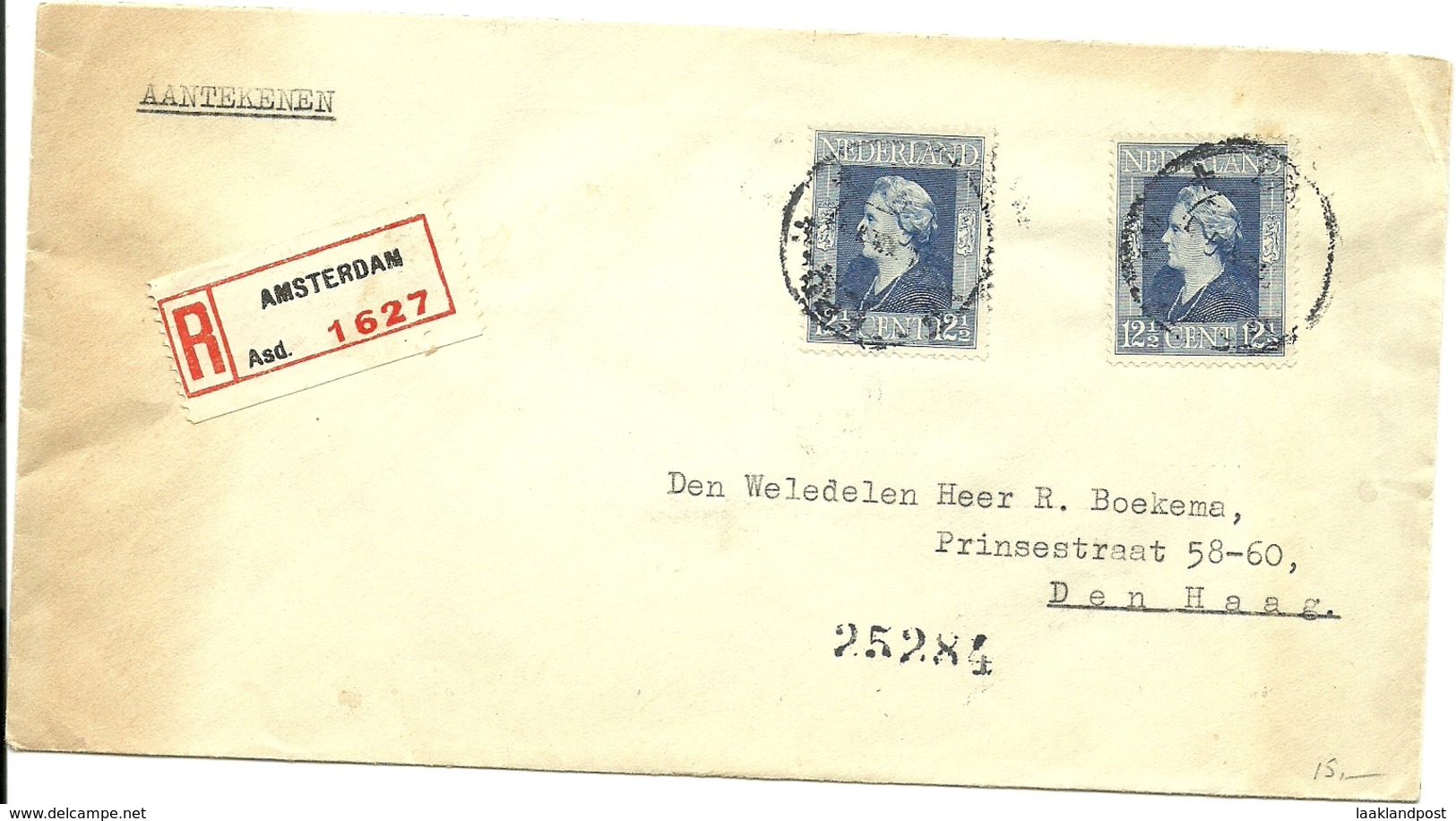 Registerd Cover Amsterdam To Famous Stampcollector R. Boekema, Bevrijdingszegels - Brieven En Documenten