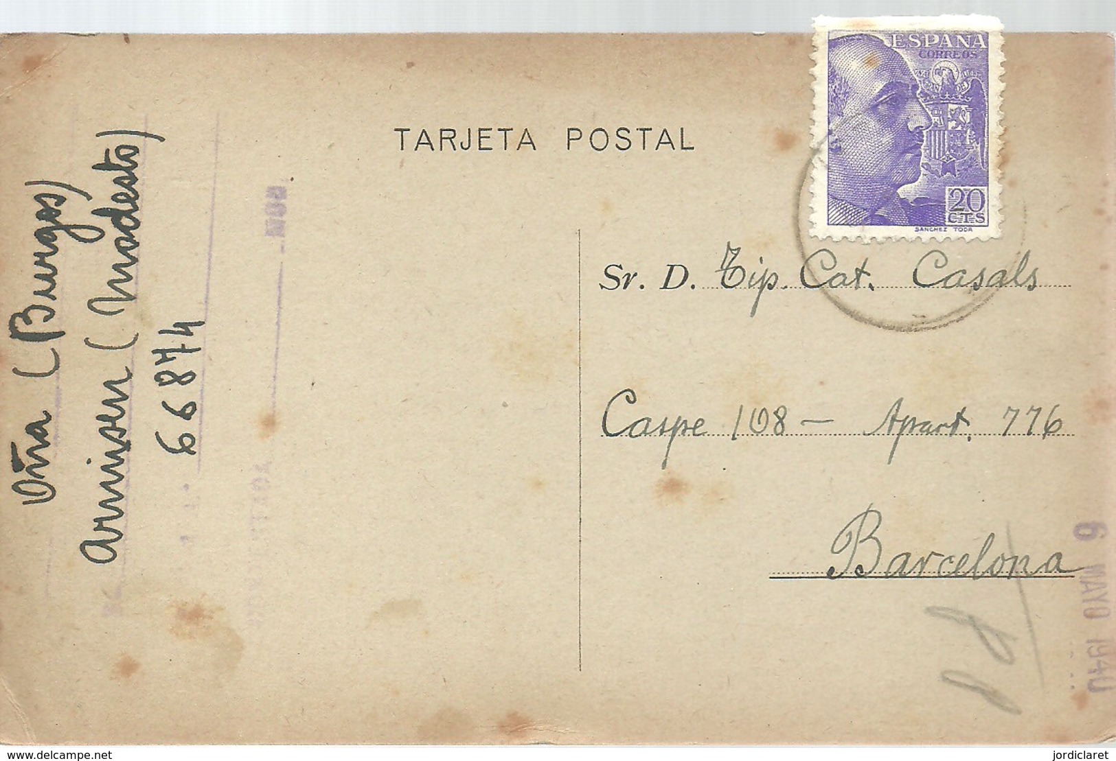 TARJETA POSTAL  COMERCIAL 1940 OÑA  BURGOS - Cartas & Documentos