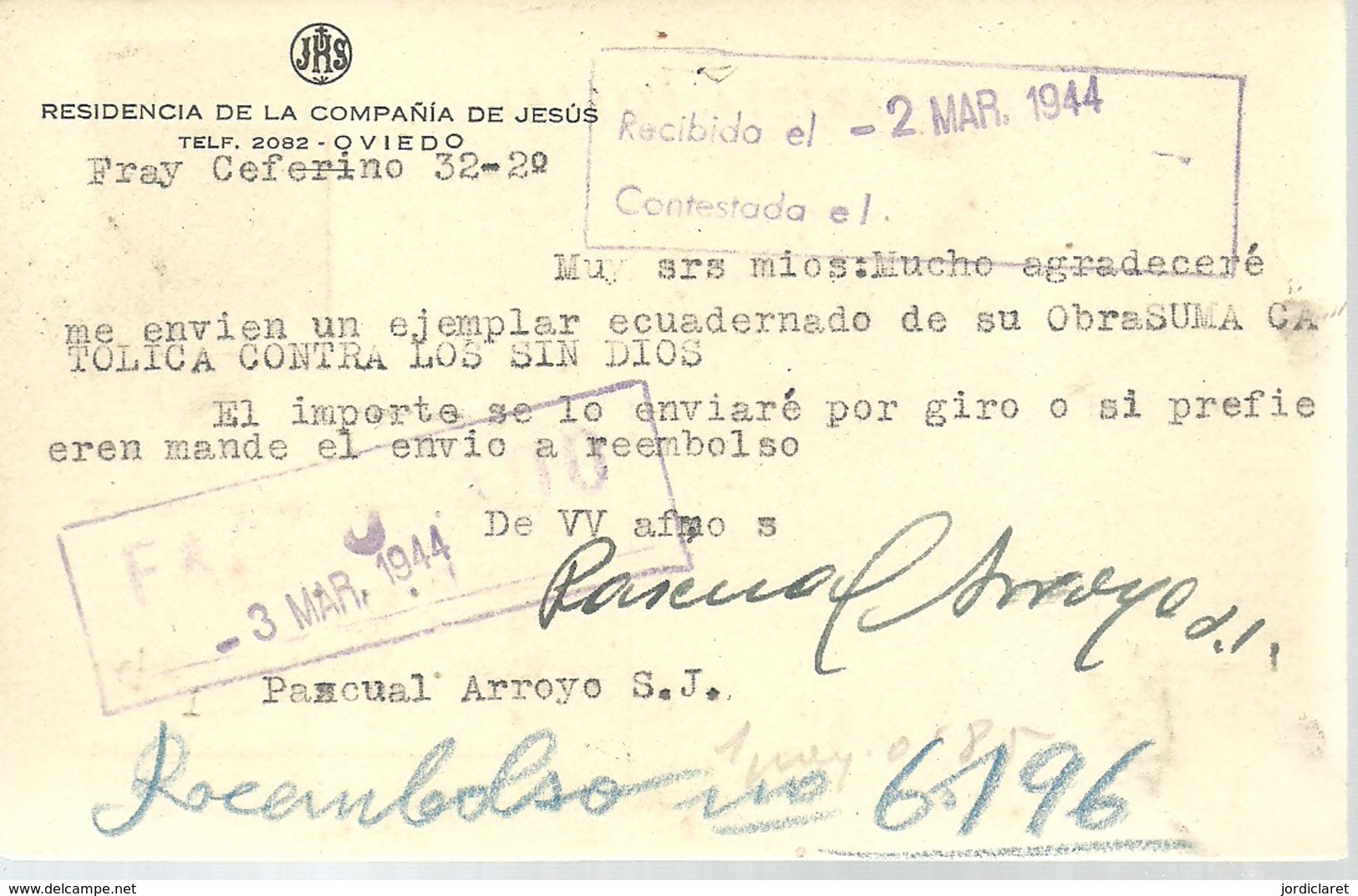 TARJETA POSTAL  COMERCIAL 1940 OÑA  BURGOS - Cartas & Documentos