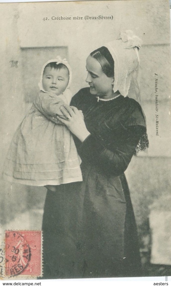 La Crèche 1907; Créchoise Mère (costumes) - Voyagé. (J. Nauche, Buraliste - St. Maixent) - Otros & Sin Clasificación