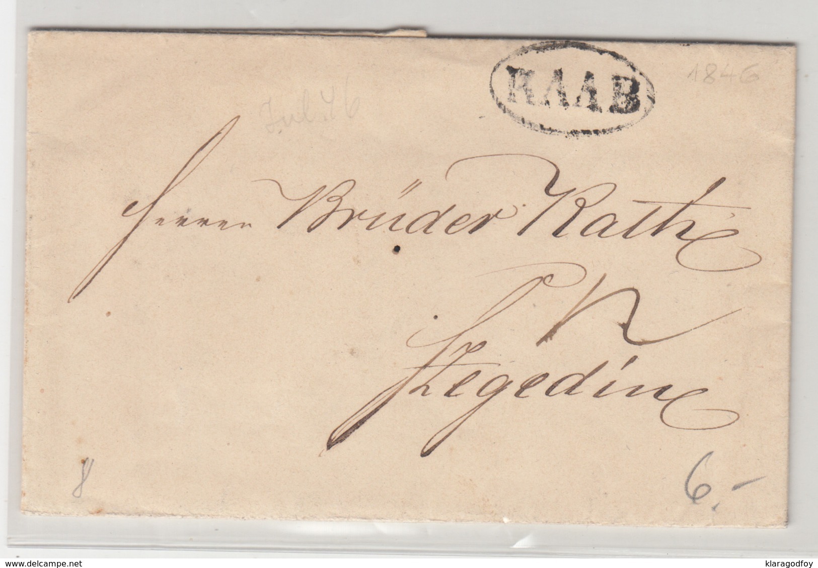 Austria Prephilately Letter Travelled 1846 Raab To Szegedin B190701 - ...-1850 Vorphilatelie