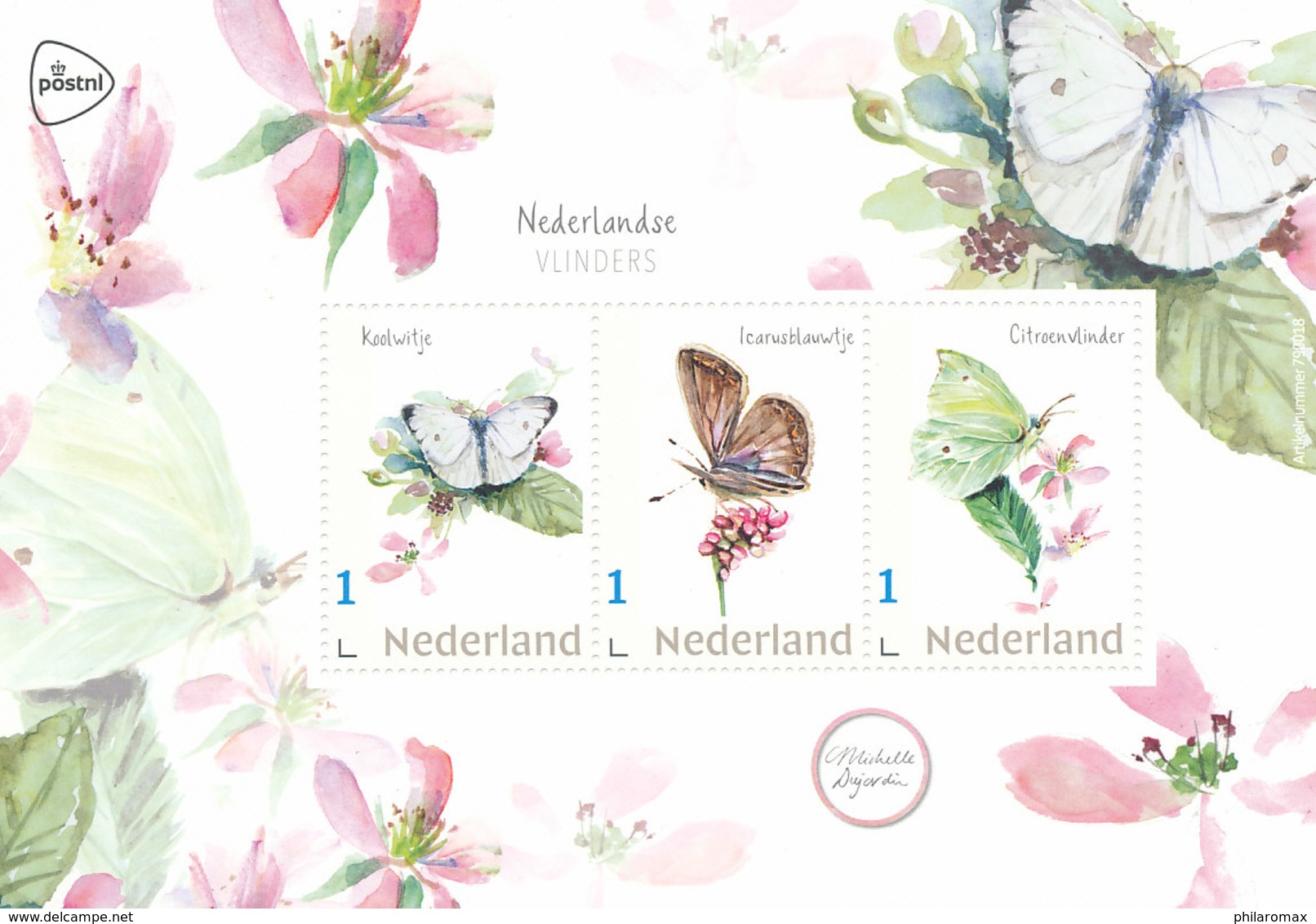 D37471 - 3 CARTES MAXIMUM CARDS RRR 2019 NETHERLANDS - THREE BUTTERFLIES - SPEC. POSTMARK - READ!! CP ORIGINAL - Farfalle