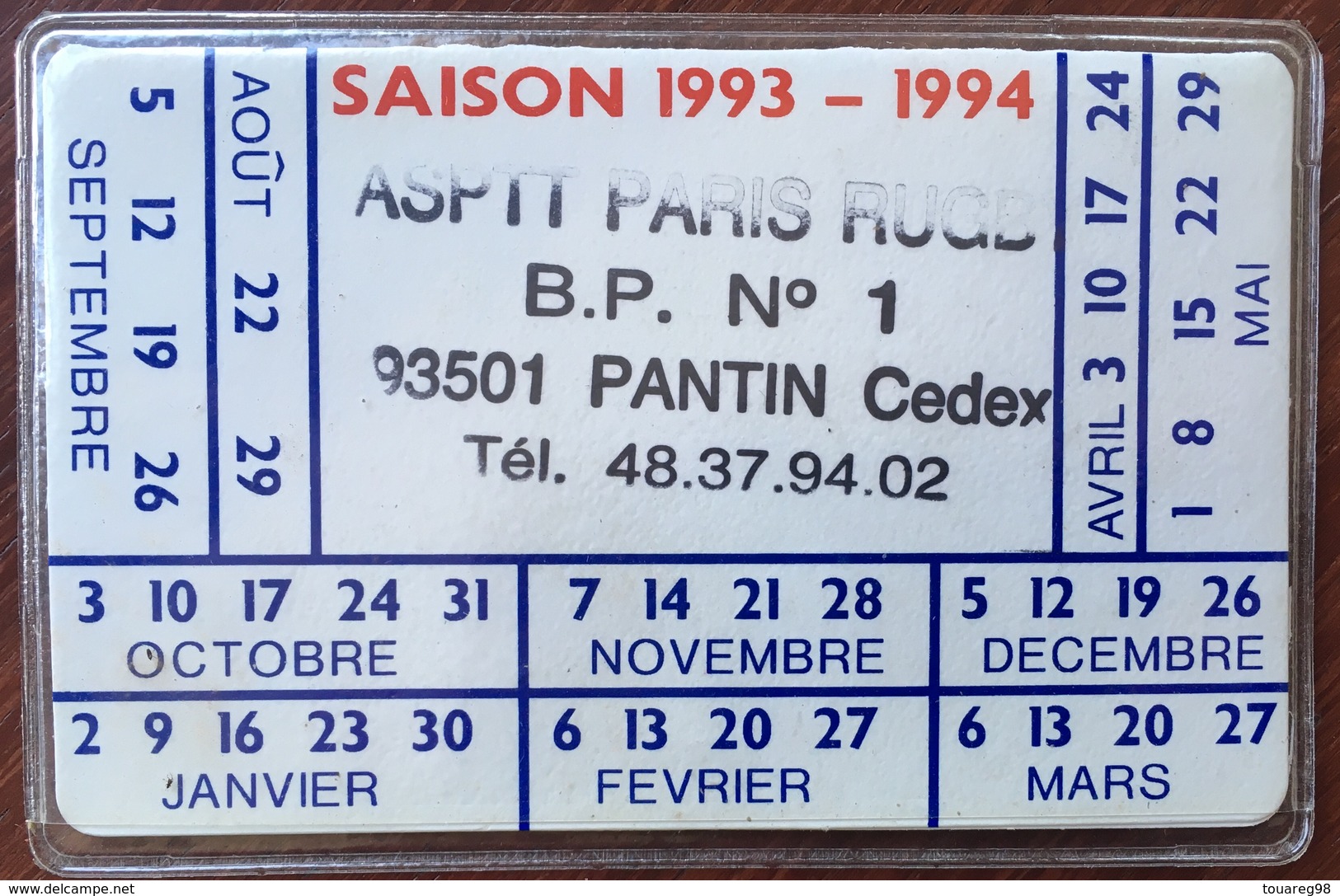 Fédération Française De Rugby. 1993-94. Licence De Roger Oger Membre De ASPTT Paris Rugby. - Sport