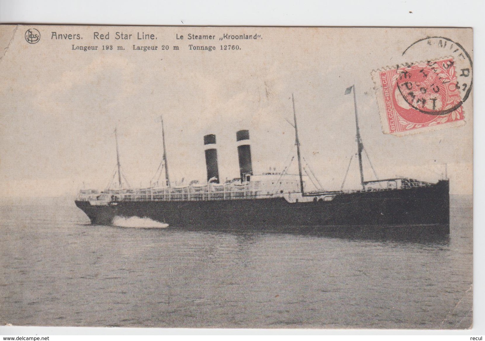 ANVERS - Red Star Line - Le Steamer " Kroonland " - Autres & Non Classés