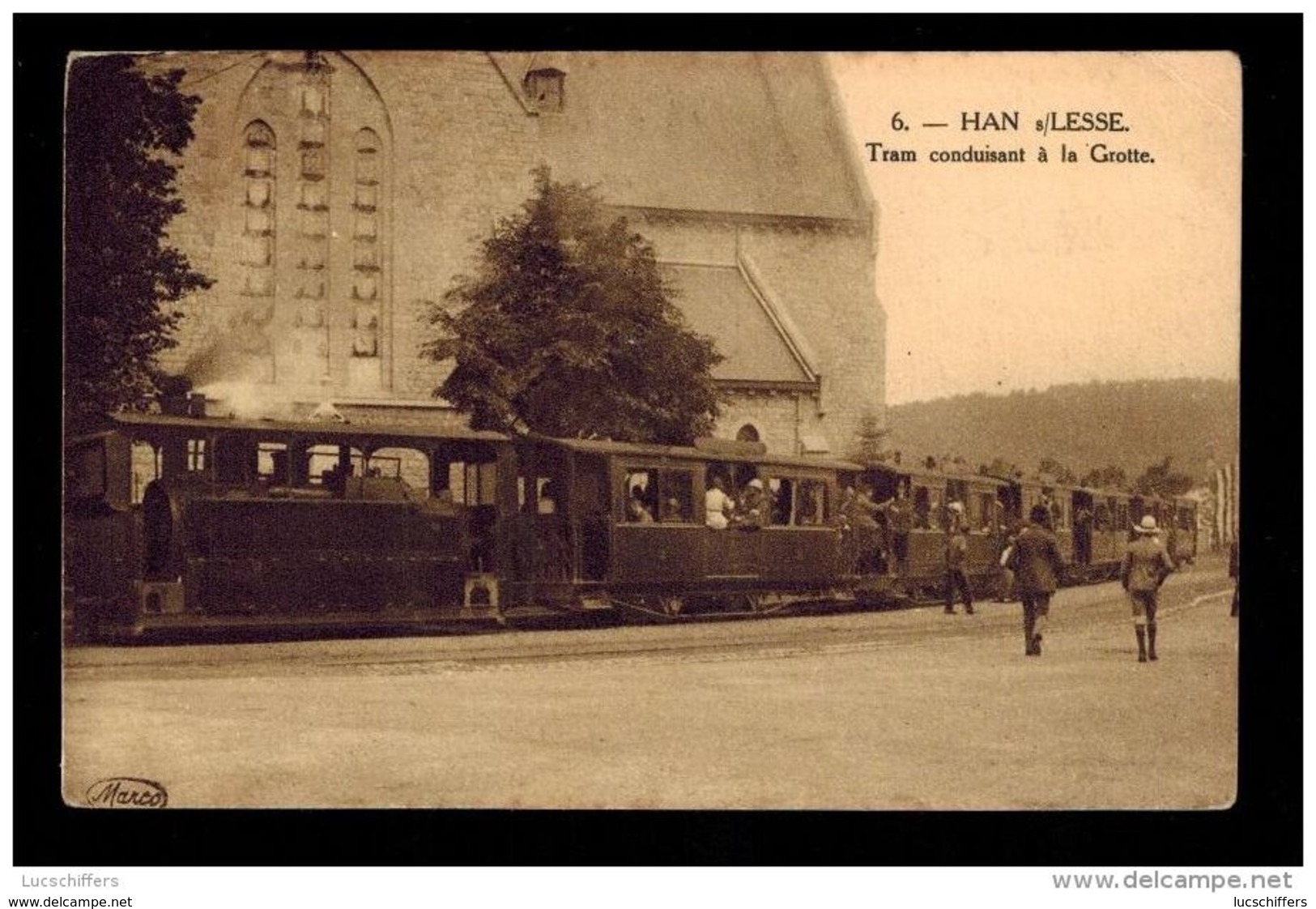 Han-sur-Lesse - Tram Conduisant à La Grotte - Carte Voyagée, Très Animée - M. Marcovici - 2 Scans - Rochefort