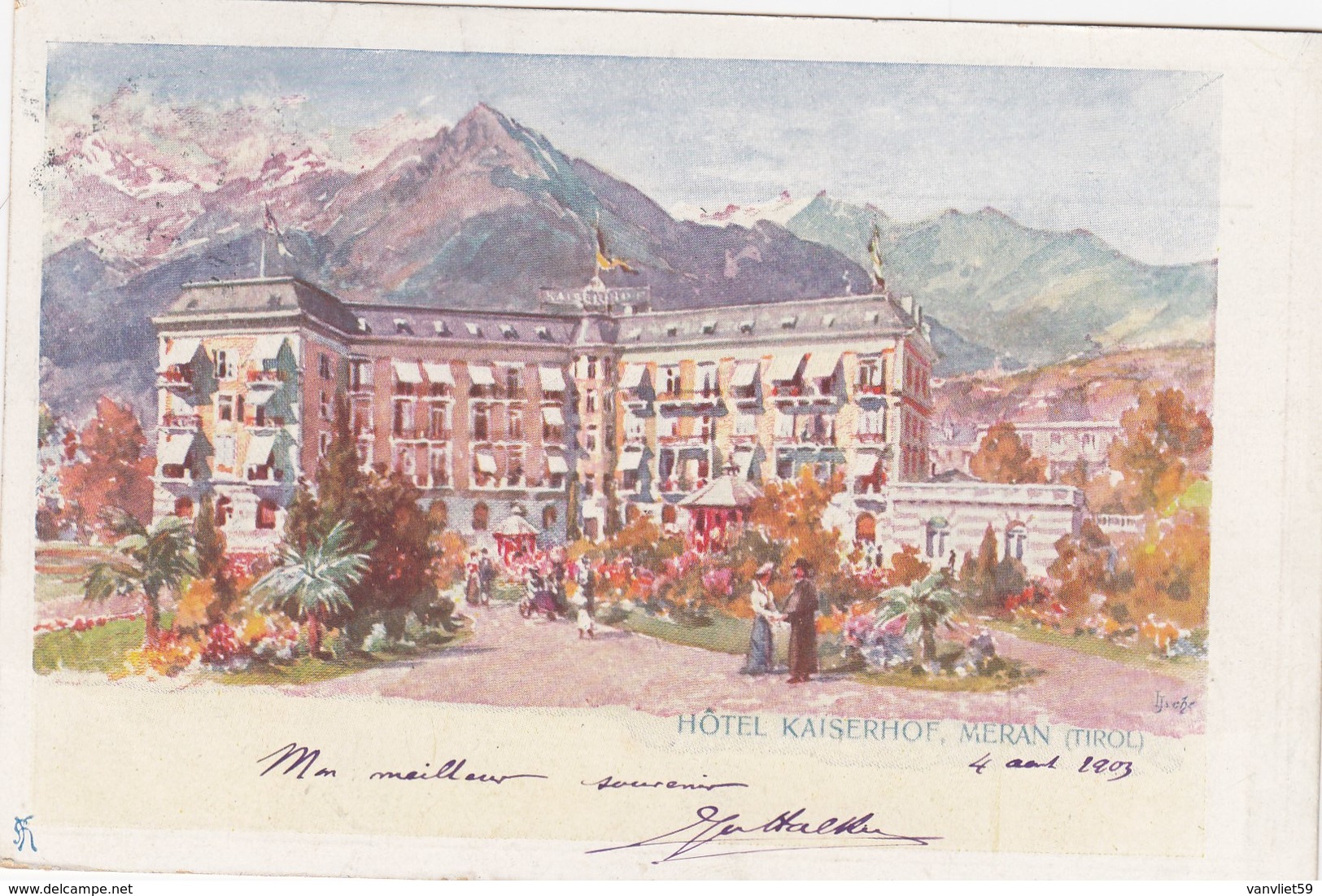 MERAN-MERANO-BOZEN-BOLZANO- HOTEL=KAISERHOF=-CARTOLINA VIAGGIATA IL 8-8-1903 - Bolzano (Bozen)