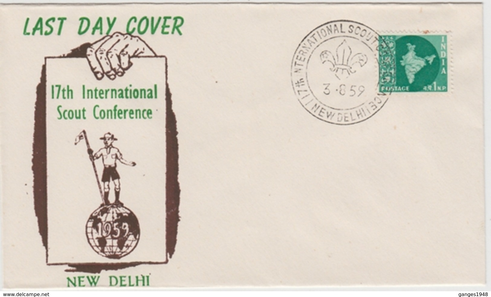 India  1959  Scouting  17th International SCout Conference New Delhi  Special Cover  # 20364  D S Inde Indien - Covers & Documents