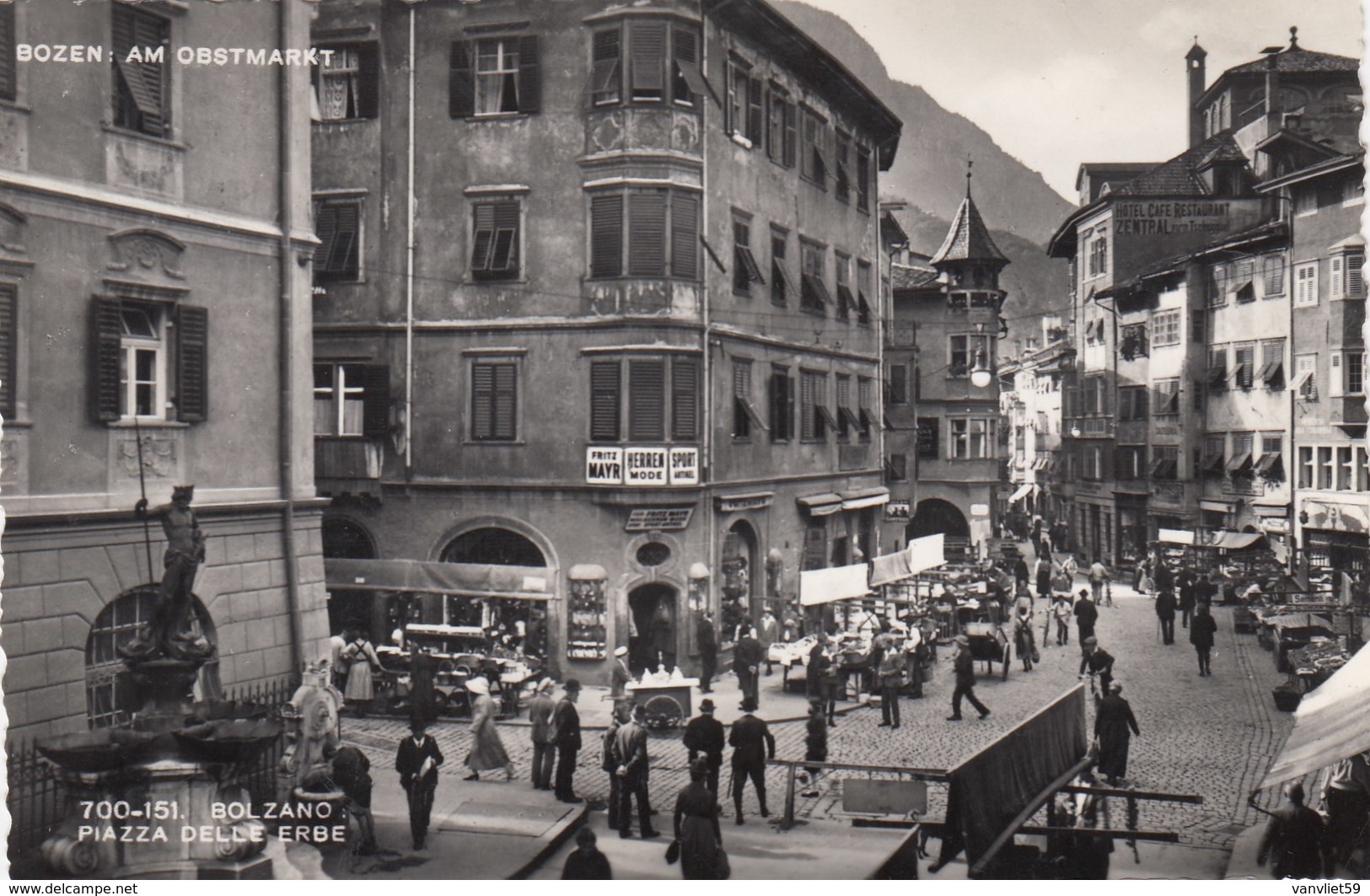 MERAN-MERANO-BOZEN-BOLZANO-PIAZZA DELLE ERBE-ANIMATISSIMA-CARTOLINA VERA FOTOGRAFIA VIAGGIATA IL 27-7-1953 - Bolzano