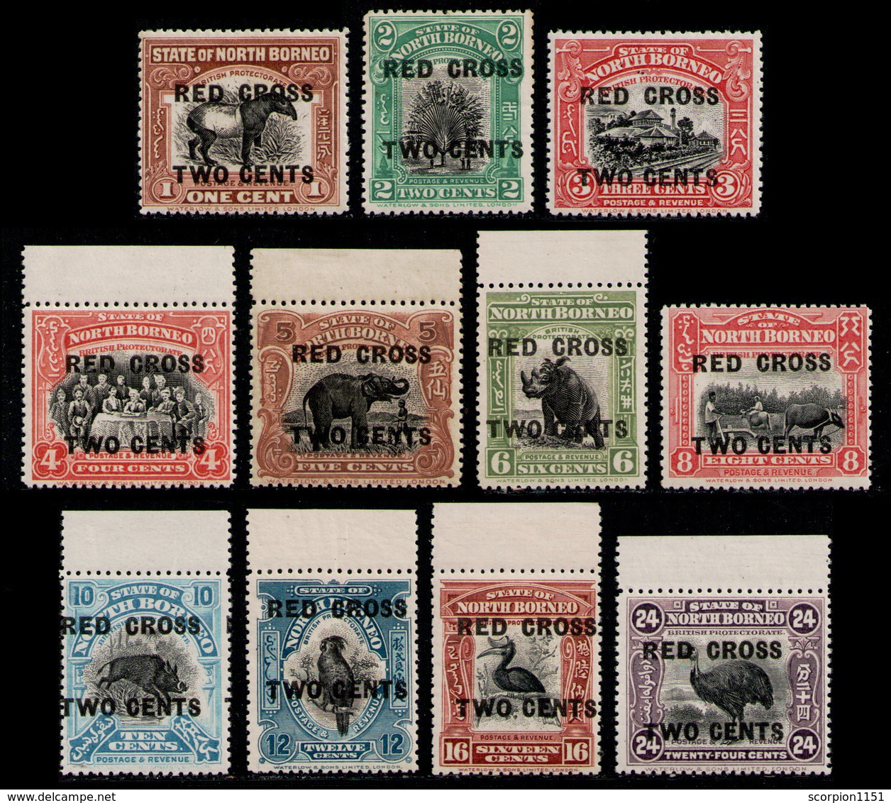 NORTH BORNEO 1918 - Red Cross Ovpt. 1c To 24c All MNH** - Borneo Septentrional (...-1963)