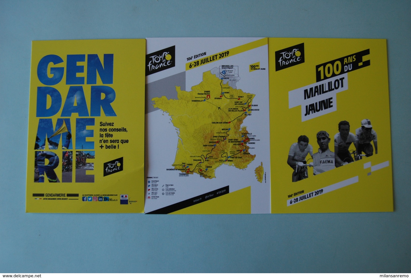 CYCLISME: CYCLISTE : 3 CARTES DU TOUR DE FRANCE 2019 - Wielrennen