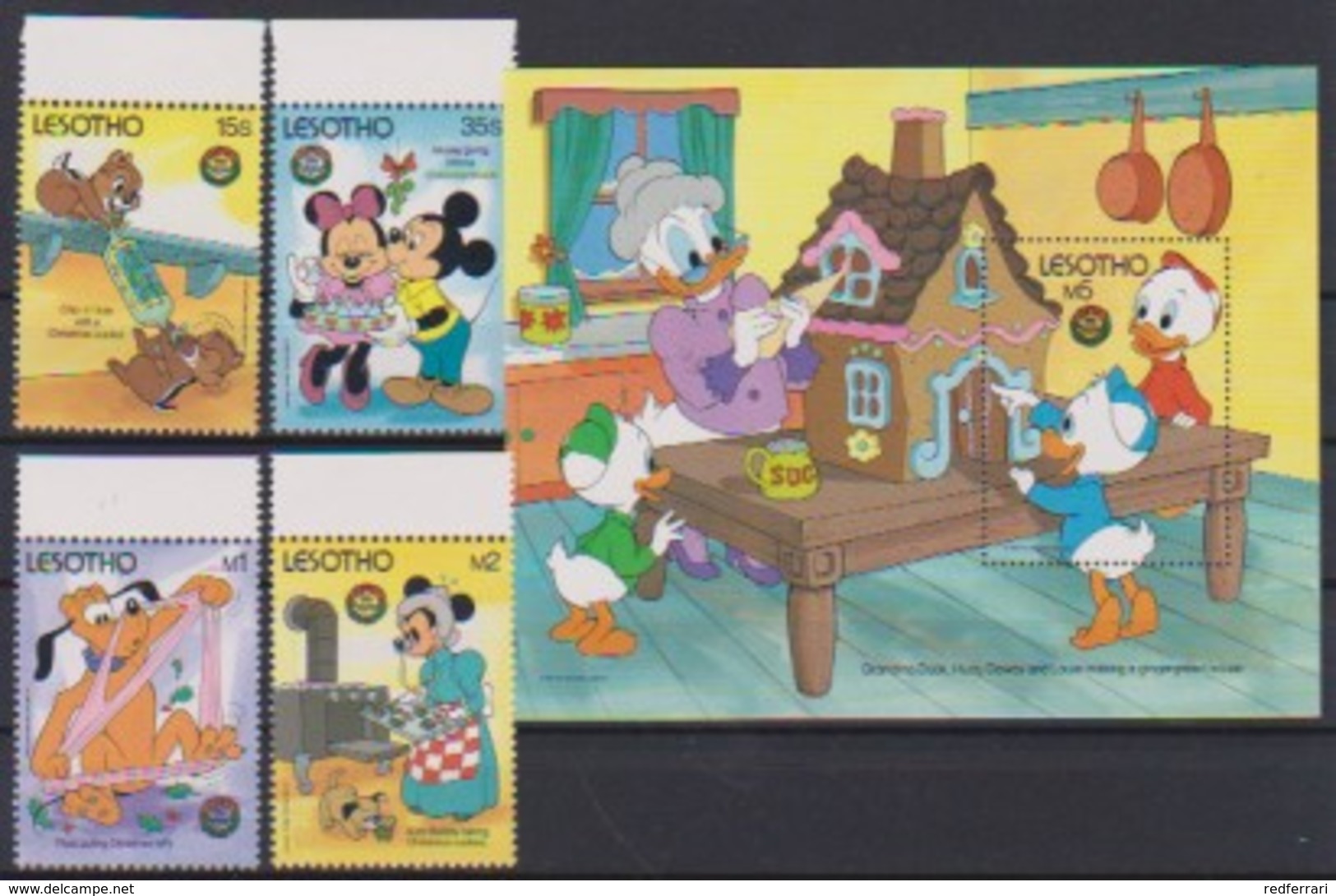 2536  Walt Disney   Lesotho  ( Christmas 1986 )   .Stamps + Block - Guyana (1966-...)