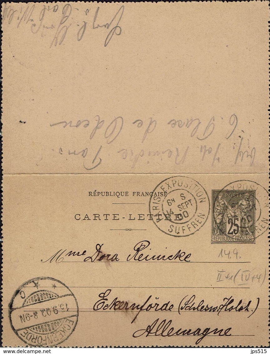 World Exposition - Expo Mondiale - Entier Voyagé - Used Postal Stationery - 1900 – Paris (Frankreich)