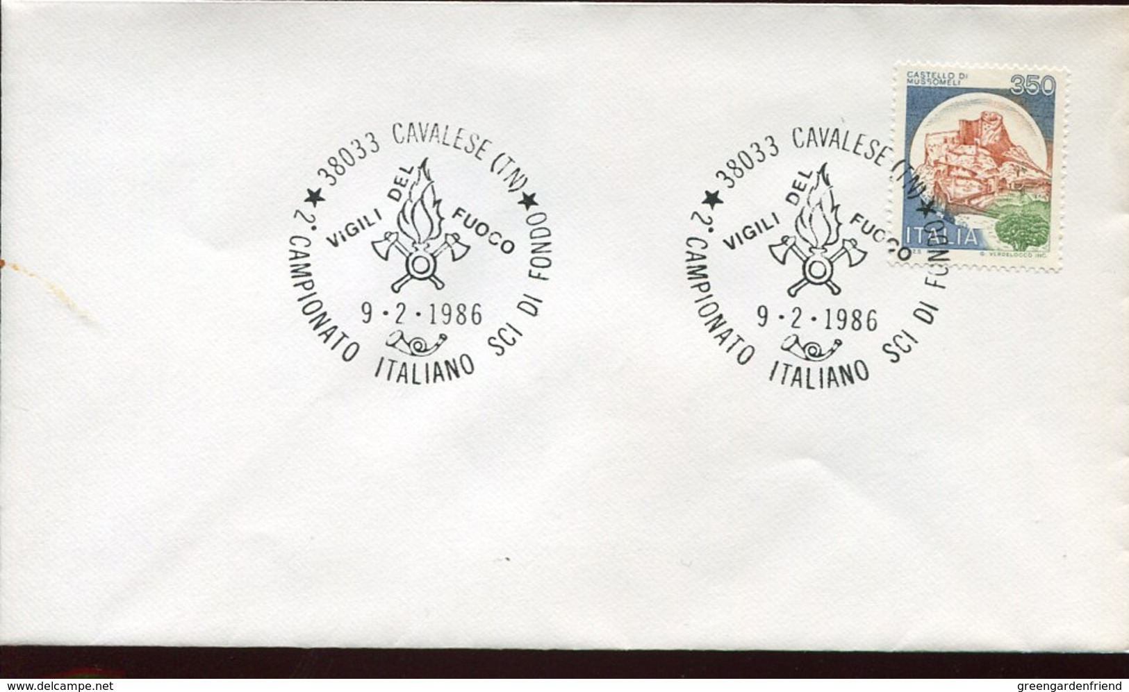 46035 Italia,special Postmark 1986 Cavalese  Vigili Del Fuoco Sci Fondo Campionato Italiano - Pompieri