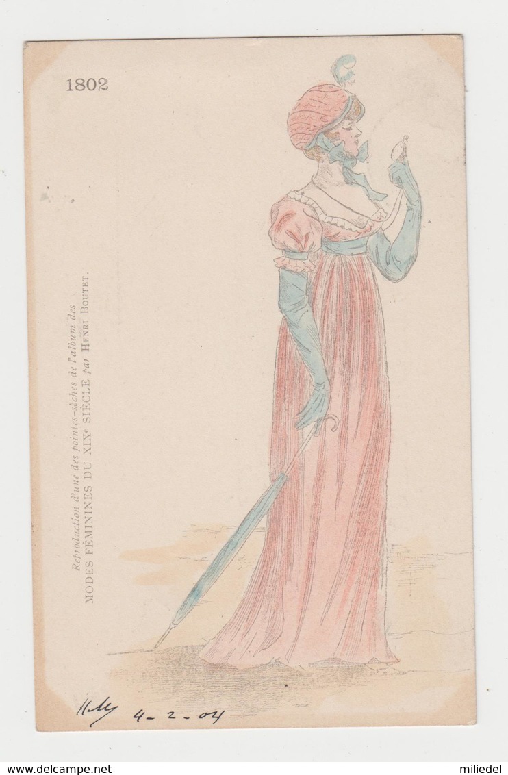 MF133 - Illustration D' Henri BOUTET - Modes Féminines Du XIX Siècle - 1802 -  Jeune Femme Avec Parapluie - Art Nouveau - Boutet