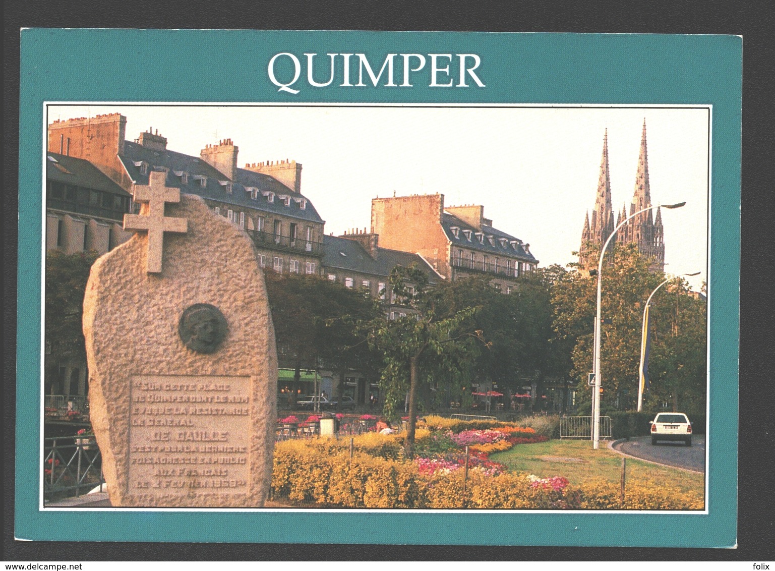 Quimper - La Stèle Commémorative De Dernier Discours Public Du Général De Gaulle - Quimper