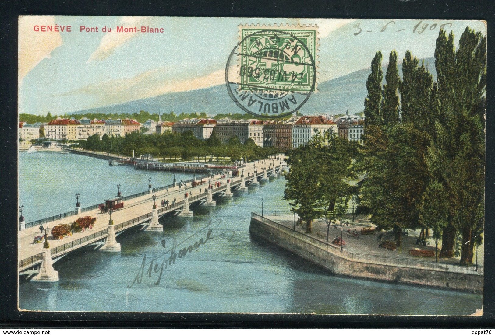 Suisse - Oblitération " Ambulant N° 1 " Sur Carte Postale Pour La France En 1906, Griffe " Genève " Au Verso-  Réf JJ 84 - Marcophilie