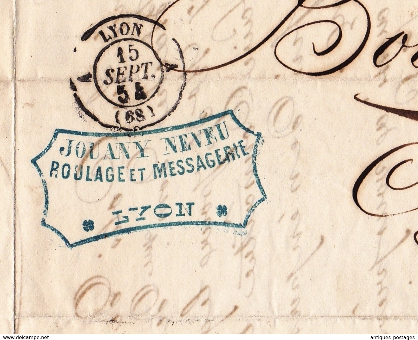 Lettre 1854 Lyon Rhône Messagerie Roulage Jouany Neveu Borel Et Fils Aîné Crest Drôme - 1853-1860 Napoléon III