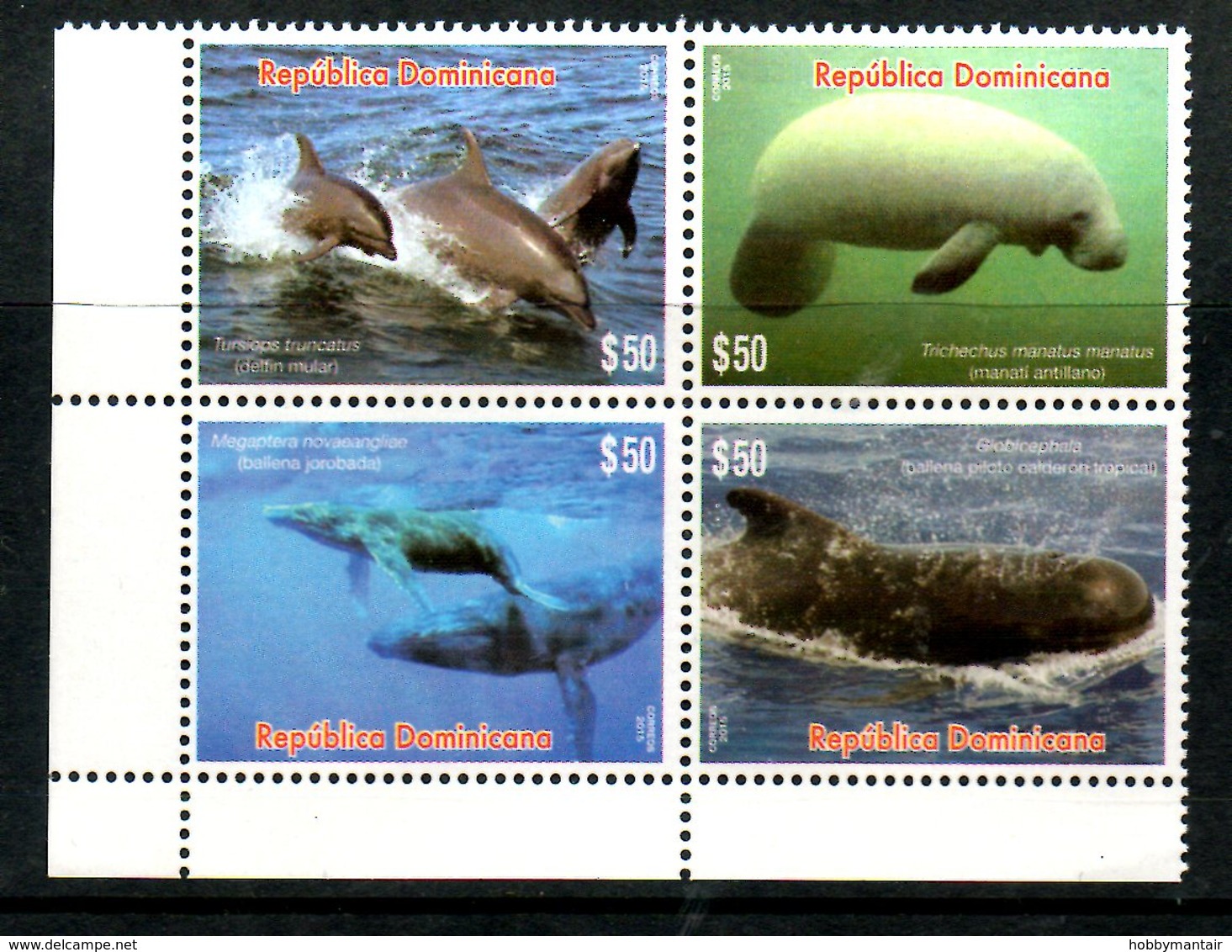 DOMINICANA, 2016,DOLPHINS, WHALE 4v. MNH** - Dolphins