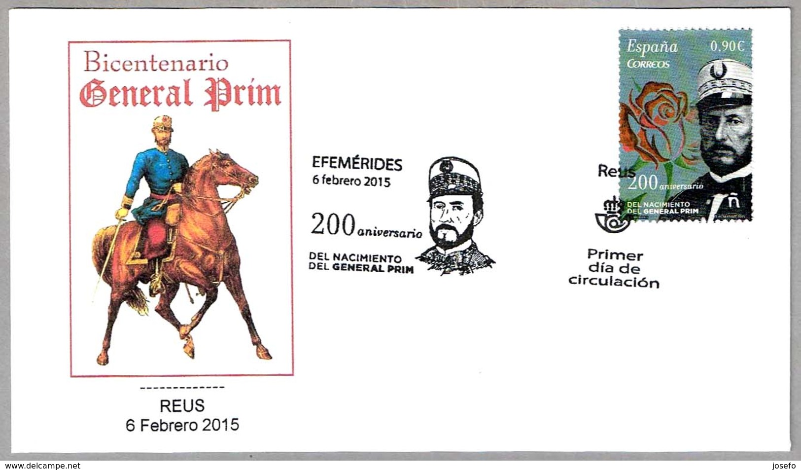 200 Años Nacimiento Del GENERAL PRIM. SPD/FDC Reus 2015 - Militares