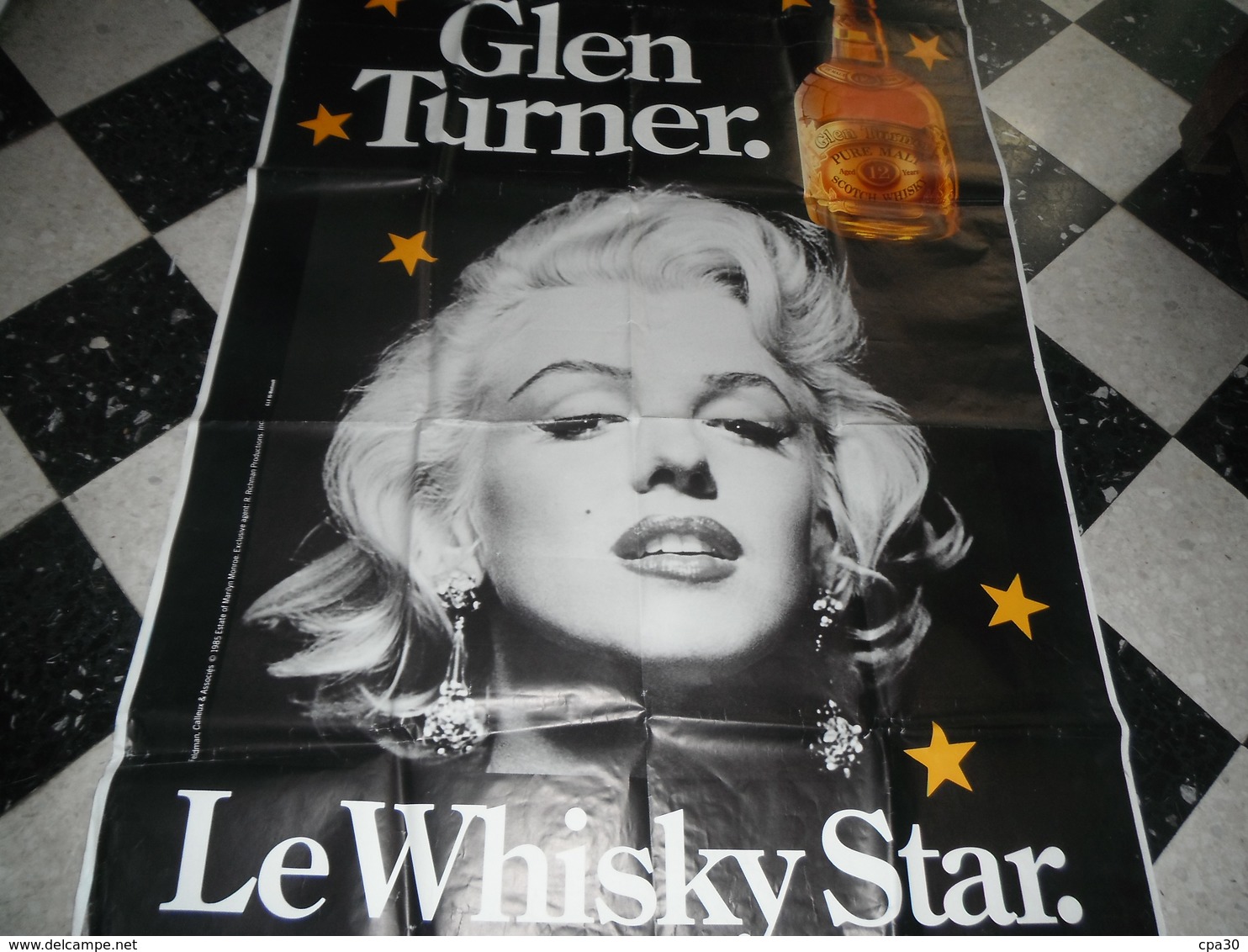 AFFICHE PUBLICITAIRE ORIGINALE 1985 WHISKY GLEN TURNER AVEC MARYLIN MONROE - Posters