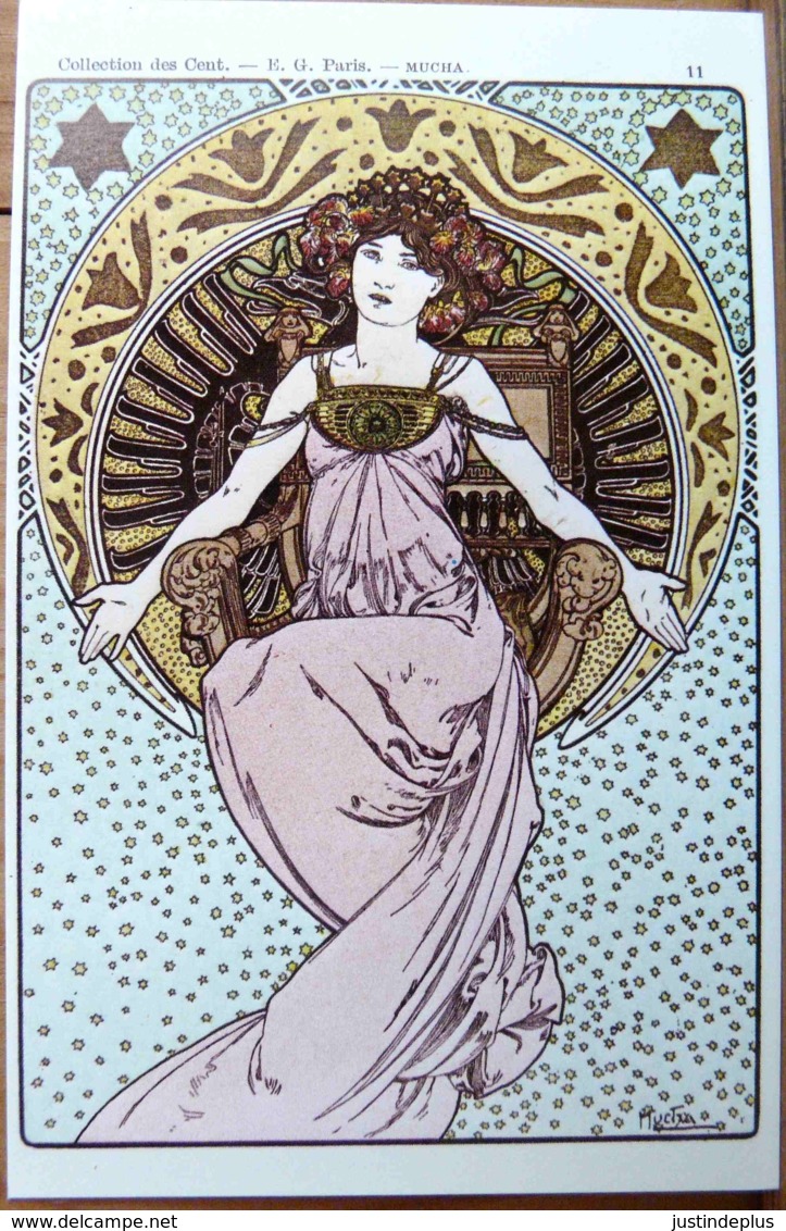 MUCHA COLLECTION DES CENT N°11 VERTICALE (1902) ADECA NEUDIN 1978 TIRAGE  N° 852/1000 - Peintures & Tableaux