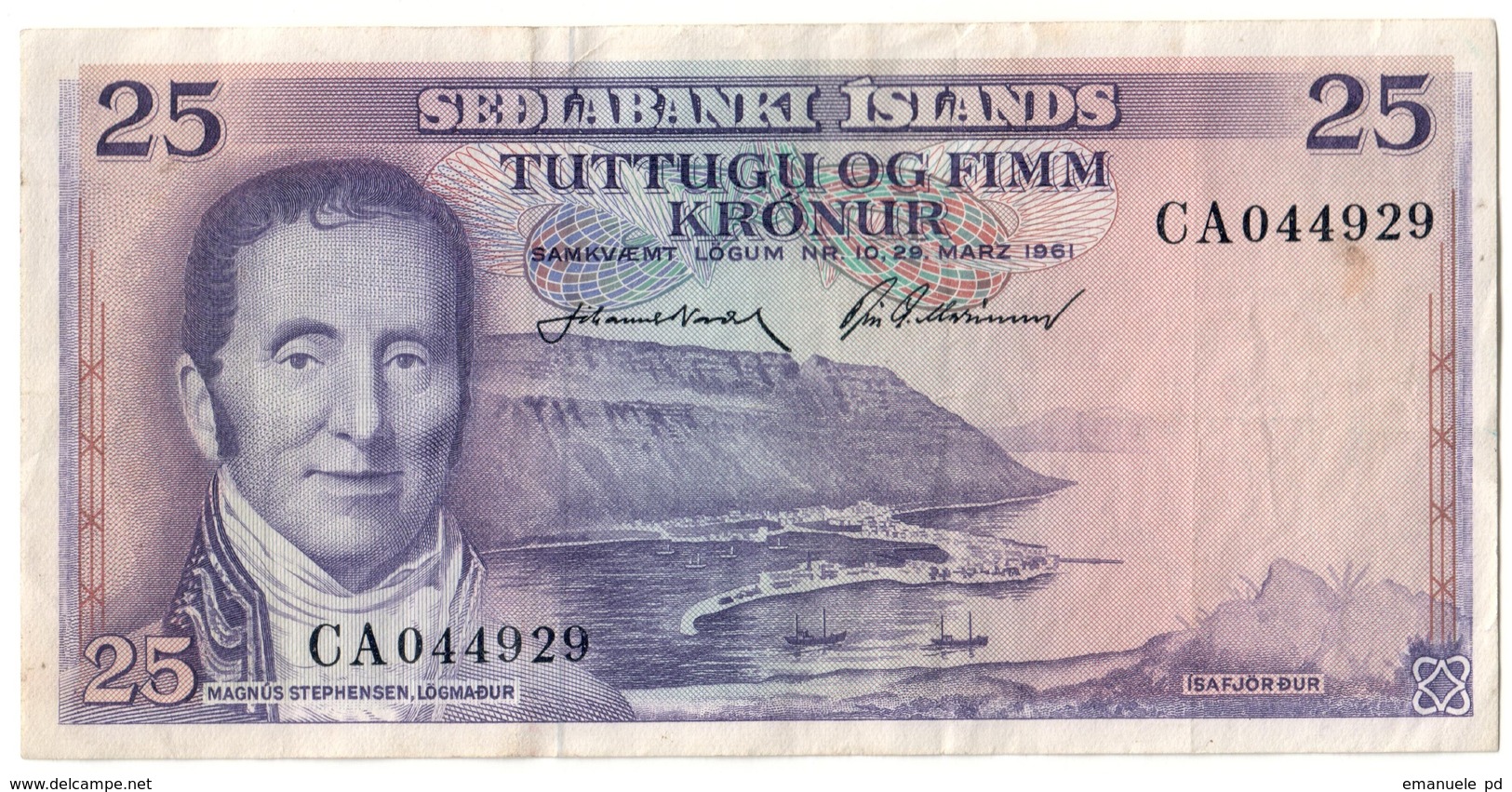 Iceland 25 Kronor 29/03/1961 .J. - Islanda