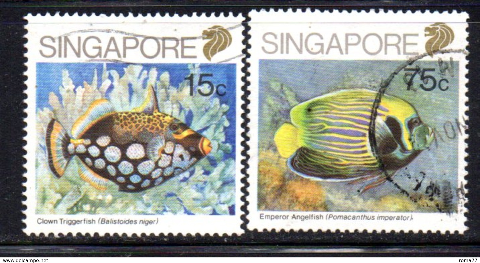 APR1568 - SINGAPORE 1989 , Due Valori  Yvert N. 559+560  Usati  (2380A) . Pesci - Singapore (1959-...)