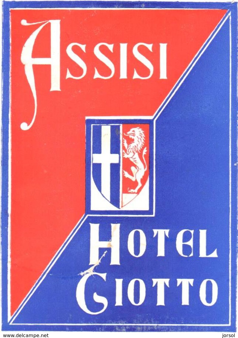 ETIQUETA DE HOTEL  - HOTEL GIOTTO  -ASSISI  .-ITALIA - Etiquetas De Hotel