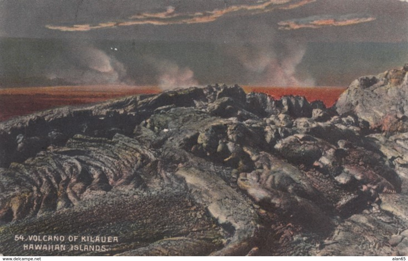 Kilauea Volcano Hawaii, Lava Flow And Crater C1910s Vintage Postcard - Big Island Of Hawaii