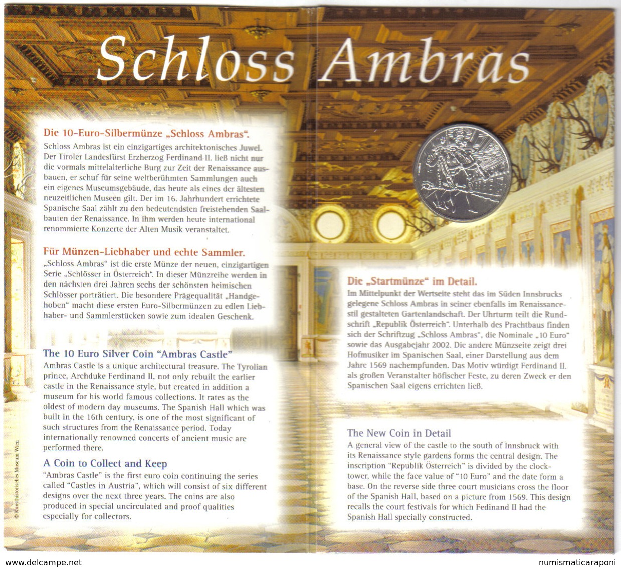 AUSTRIA 2002 10 €  SCHLOSS AMBRAS RARO BLISTER IN EURO - Oesterreich