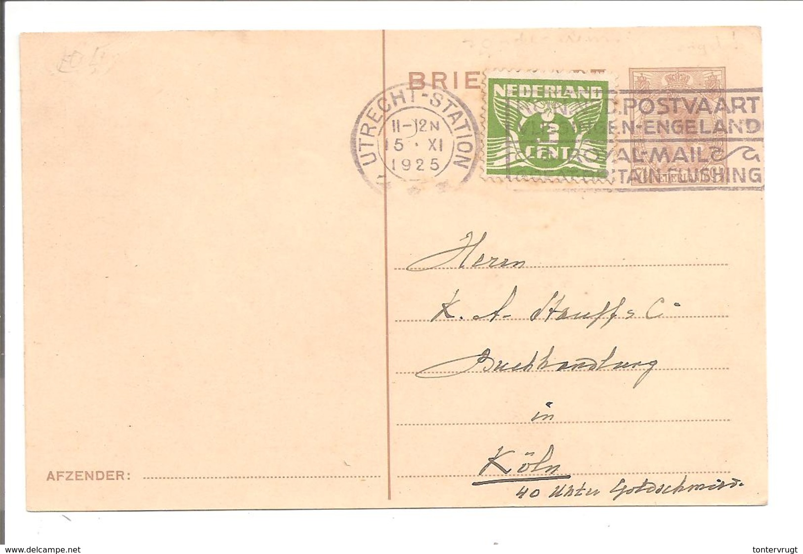 Briefkaart Bontkraag En Bijfrankering Lebeau Utrecht 1925 - Brieven En Documenten