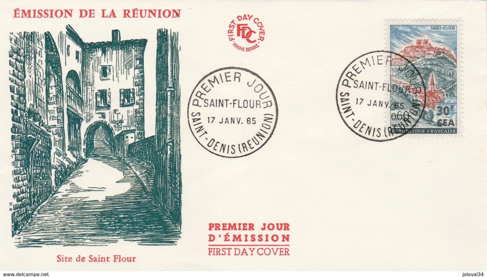 REUNION FDC Yvert  360 St Flour -  St Denis 17/1/1965 - Covers & Documents