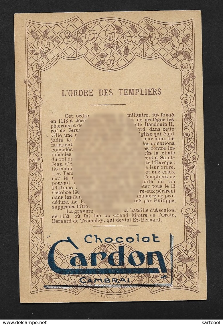 Ordre Des Templiers Bataille D'Ascalon 1153 - Belle Chromo Image 9X14cm Chocolat Cardon Cambrai - Other & Unclassified