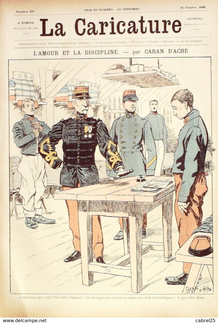 LA CARICATURE-1886-355-AMOUR Et DISCIPLINE-CARAN D'ACHE RIP TROCK DRANER JOB-SUCCI/LUQUE - Riviste - Ante 1900